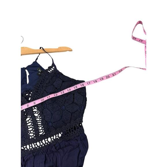 Soieblu Navy Blue Open Back Crochet Cut Out Maxi Dress Beach Womens Large - Picture 9 of 10